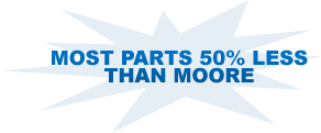 MOST PARTS 50% LESS THAN MOORE